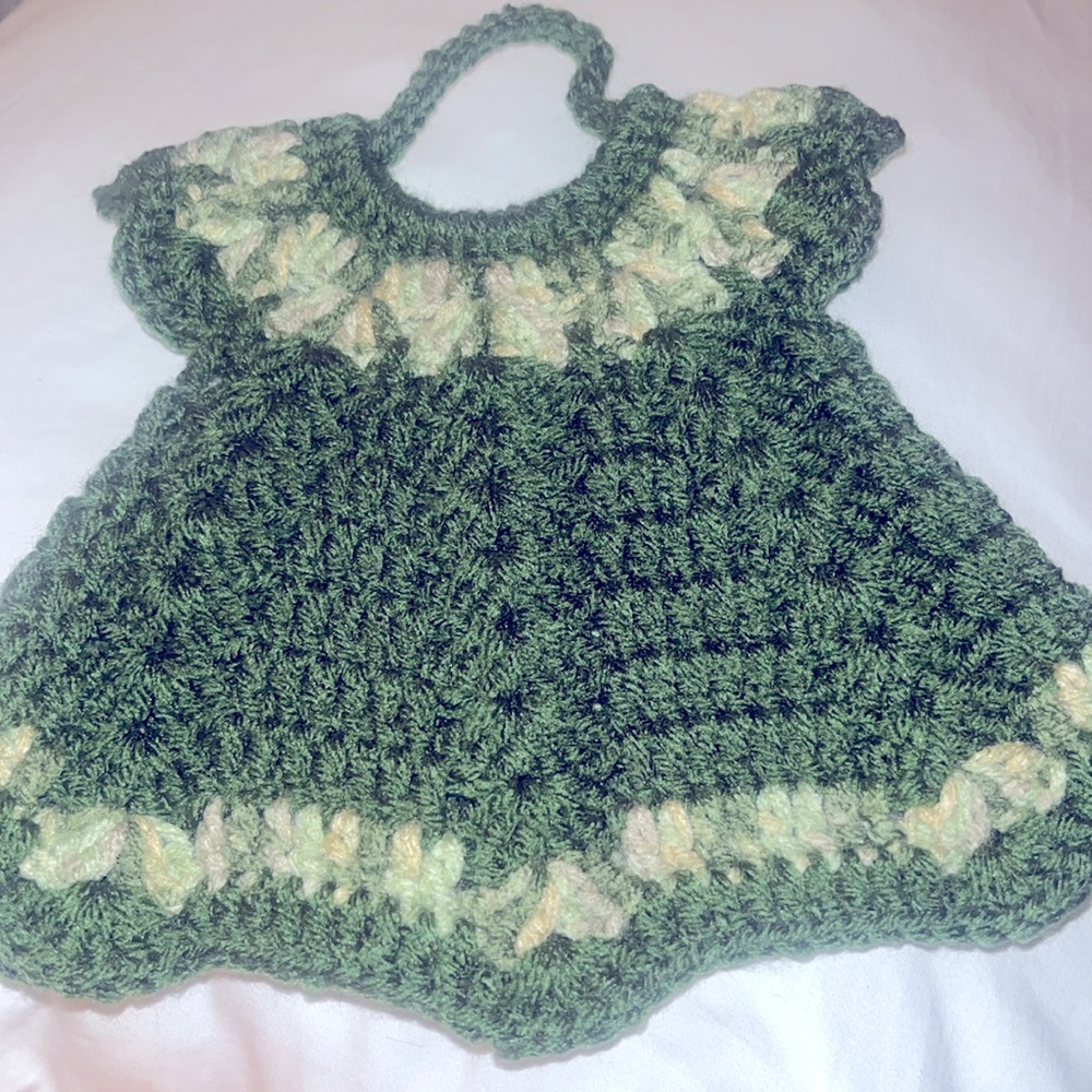 Handmade Green Crochet Baby doll Dress